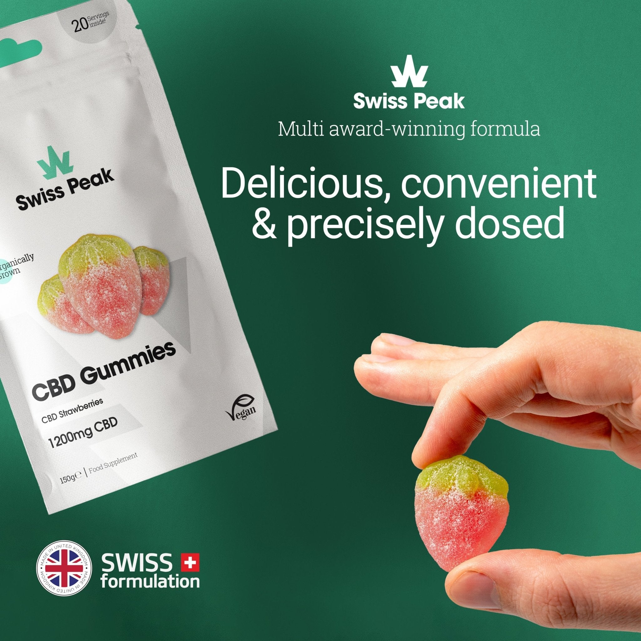 CBD Gummy Strawberries (1200mg CBD) - SwissPeakCBD